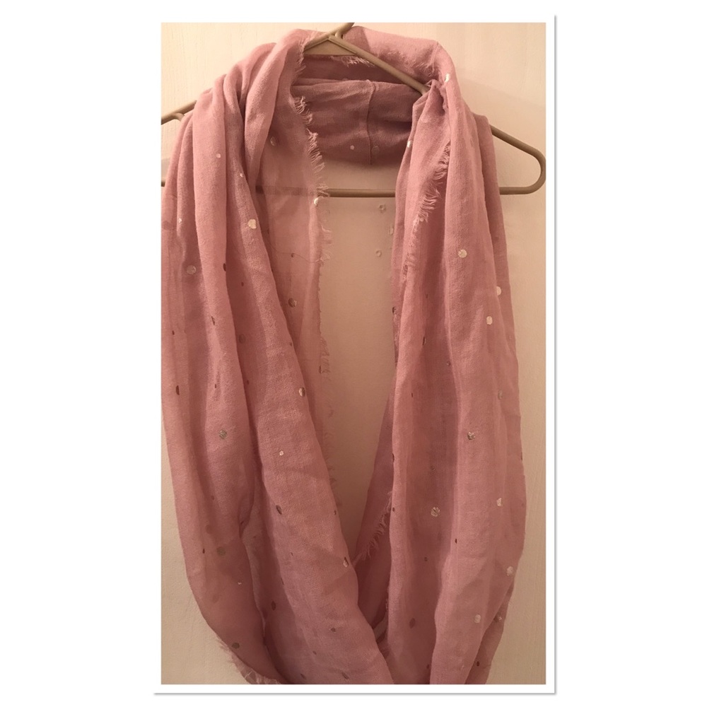 American Eagle Pink infinity scarf w/ silver dots